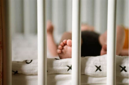 Baby lies in crib at infant day care in Cape Coral